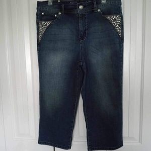 Style & Co Women’s Crop/Capri Jeans Size 12, Blinged Rhinestone Embellishments